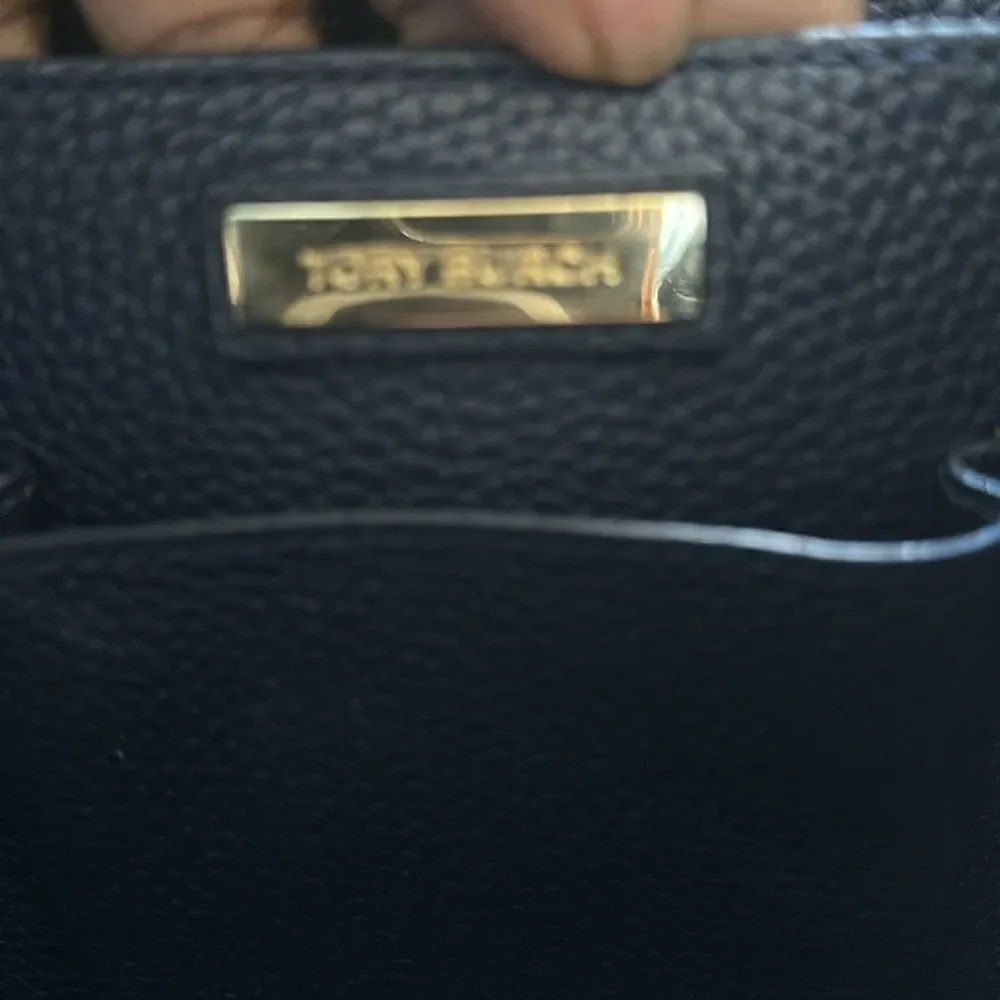 Tory Burch Navy Blue Pebbled leather Tote Bag